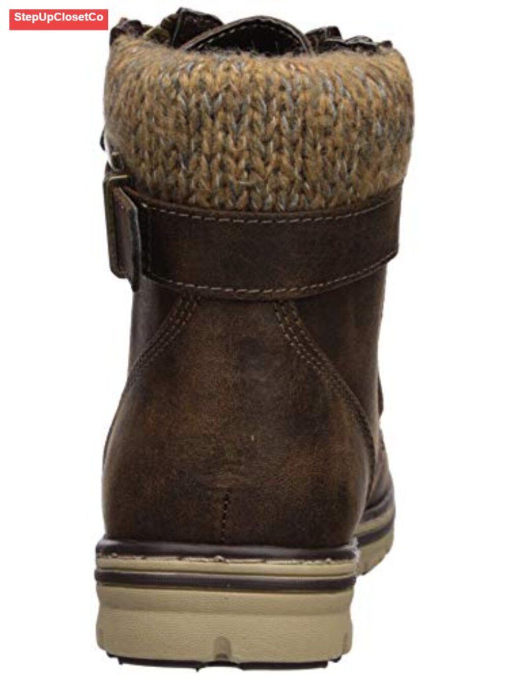 Women's Lace-up Hiker Style Bootie with Cushioned Insole, Sweater Ankle Trim, - Picture 2 of 6